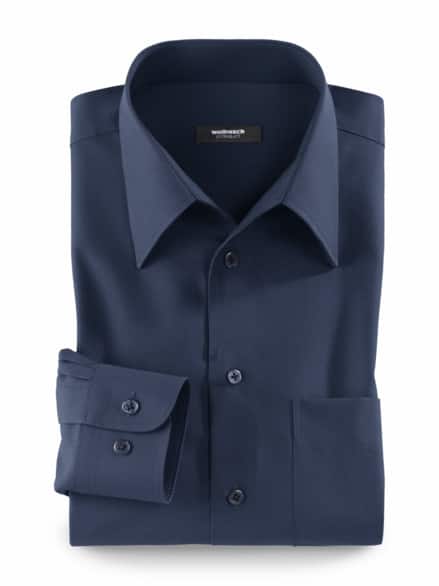 Extraglatt-Hemd Walbusch-Kragen Marine