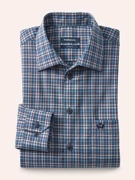 Extraglatt-Hemd Tropical Karo Marine