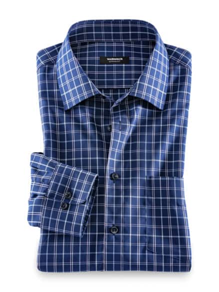 Extraglatt-Hemd Kent-Kragen Karo Navy/Rose