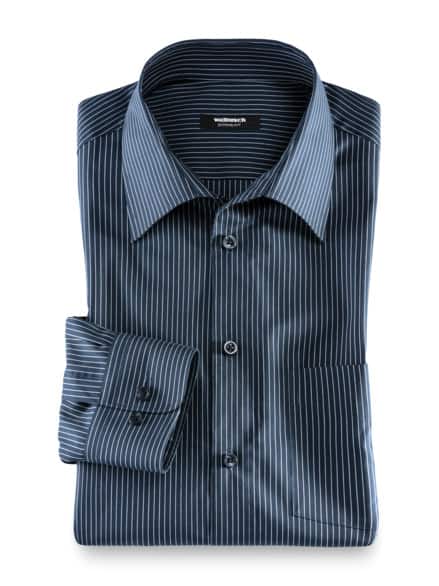 Extraglatt-Hemd Walbusch-Kragen Nadelstr.Navy