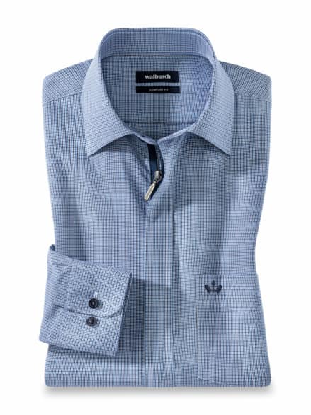 Extraglatt-Hemd Zip & Go Minikaro Blau