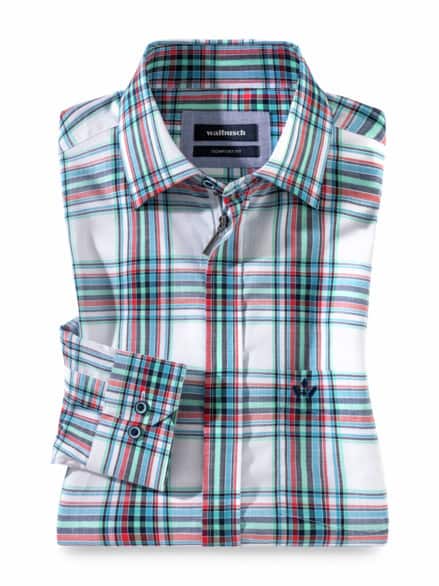 Tropical-Hemd Zip&Go Karo Weiß