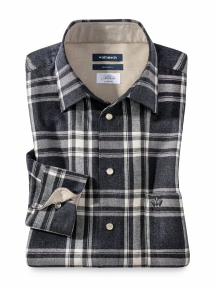 Luxus-Flanell Hemd Karo Grau