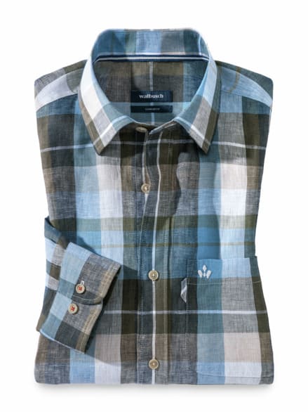 Pures Leinen Hemd Karo Schilf Pures Leinen Hemd Karo Schilf