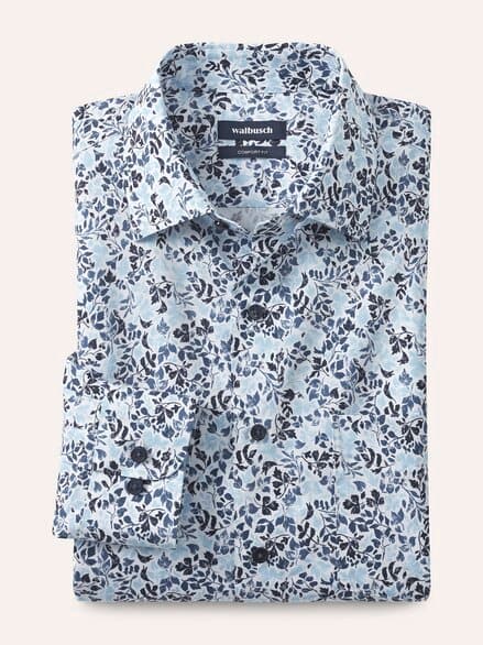 Extraglatt-Hemd Kent-Kragen Blätter Druck