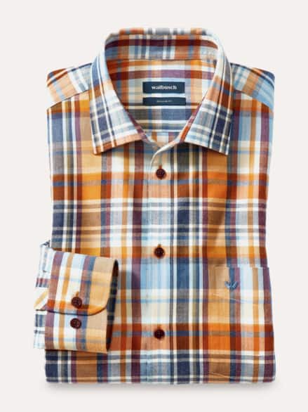 Premium-Flanell Hemd Karo Safran