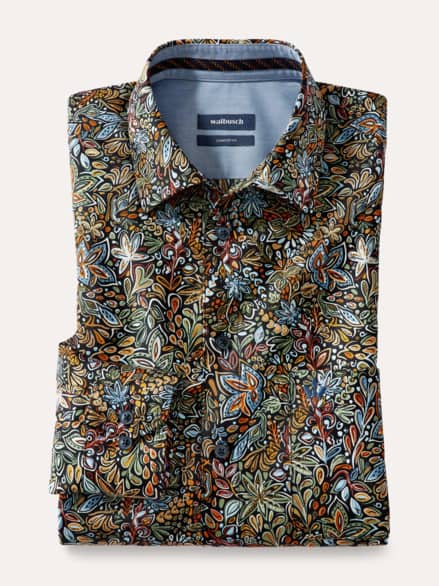 Extraglatt-Hemd Herbstlaub Druck Multi