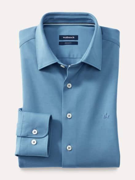 Comfort-Pique Hemd Rauchblau