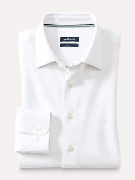 Comfort-Pique Hemd Weiß