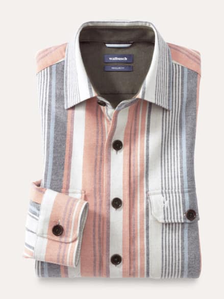 Doppelflanell Hemd-Jacke Streifen Terra