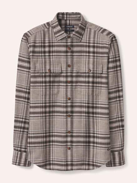 Flanell-Overshirt Karo Taupe