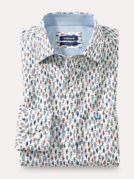 Extraglatt-Hemd Soft-Twill Druck Marine