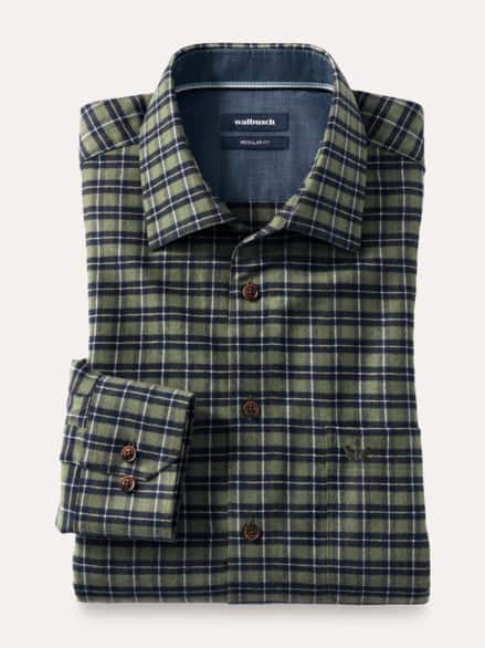 Sturmtief Flanell-Hemd Karo Oliv