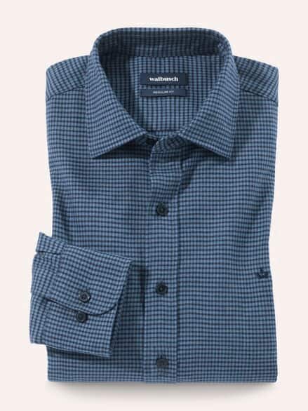 Soft-Flanell Hemd mit Kent-Kragen Minikaro Marine