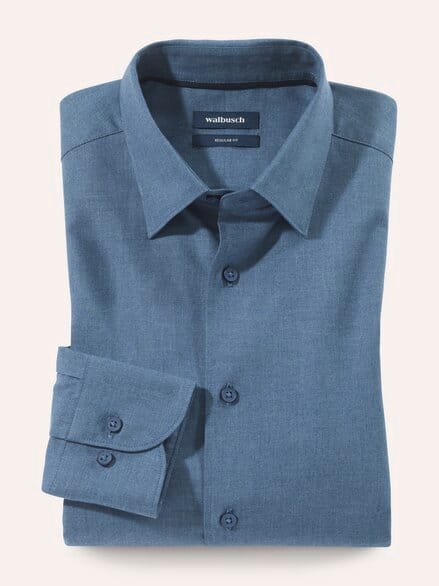 Hemd aus melierter Baumwolle Jeansblau