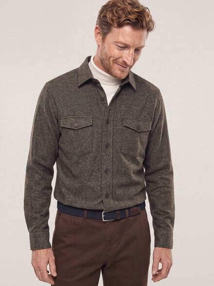 strukturiertes Flanell-Hemd Braun