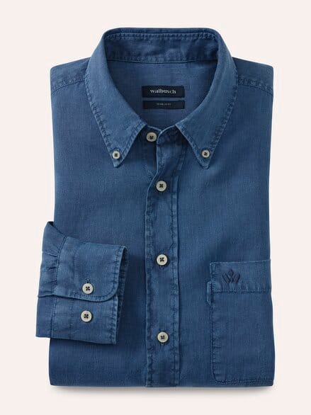 Pures Leinen Hemd Überfärber Jeansblau Pures Leinen Hemd Überfärber Jeansblau