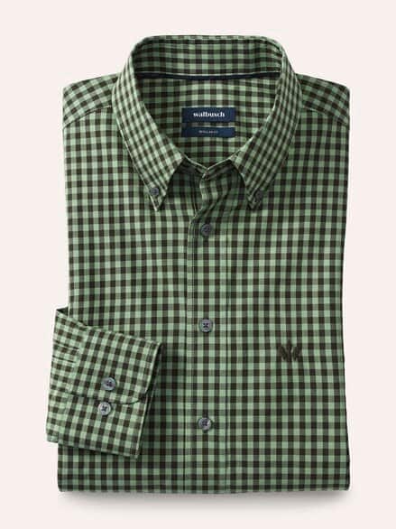 Soft-Cotton Hemd Vichy Oliv