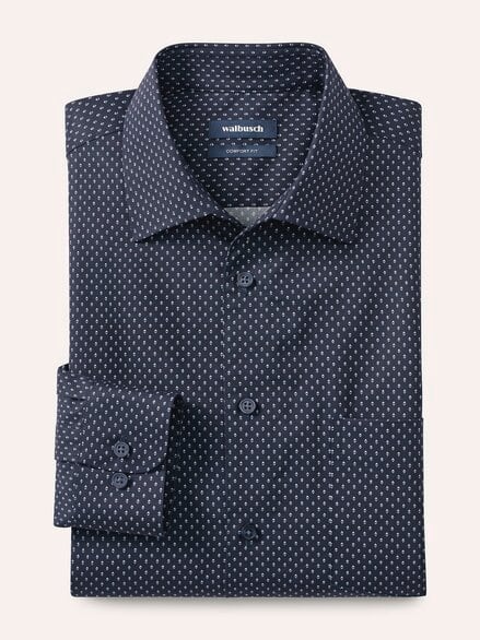 Extraglatt-Hemd Walbusch-Kragen Minimal Druck
