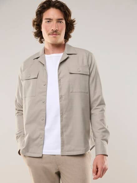 Gefüttertes Overshirt aus Flanell Karo Beige
