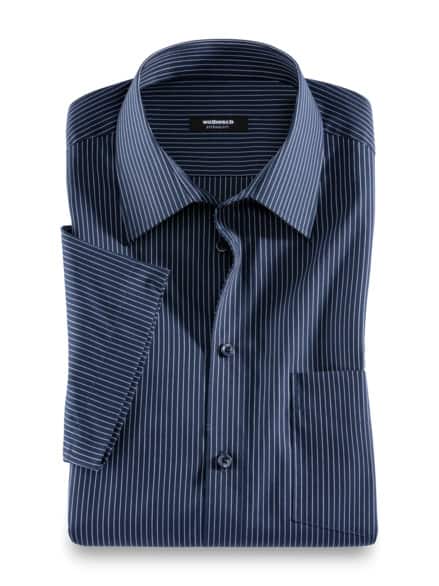Extraglatt-Hemd Walbusch-Kragen Nadelstreifen Navy