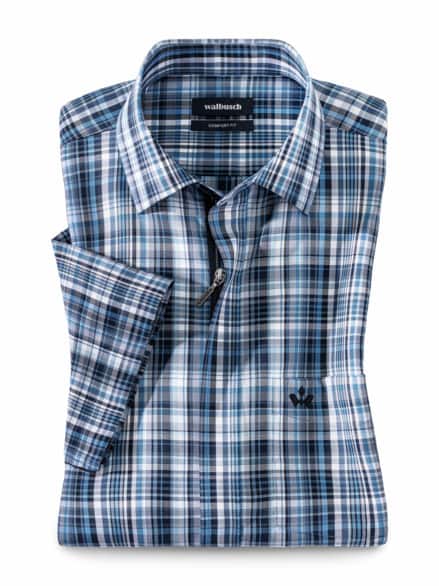 Extraglatt-Hemd Zip & Go Karo Marine