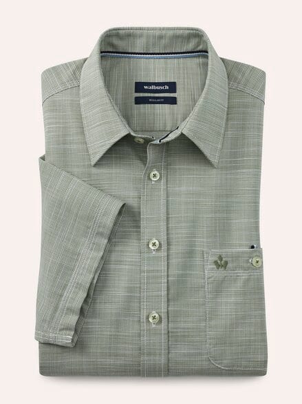 Tropical Kurzarm-Hemd Uni Schilf