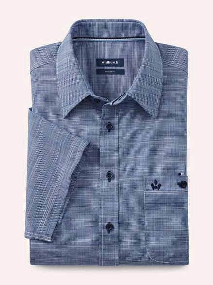 Tropical Kurzarm-Hemd Uni Marine