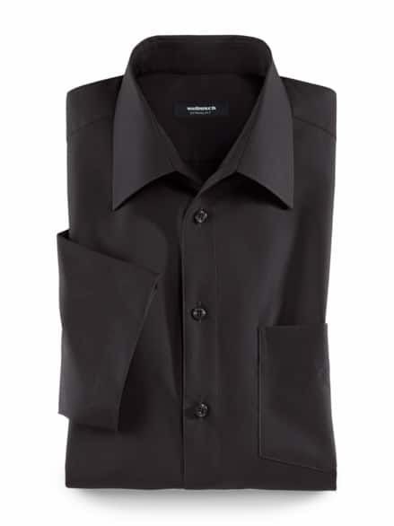 Extraglatt-Hemd Walbusch-Kragen Schwarz