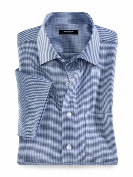 Extraglatt-Hemd Kent-Kragen Minikaro Hellblau