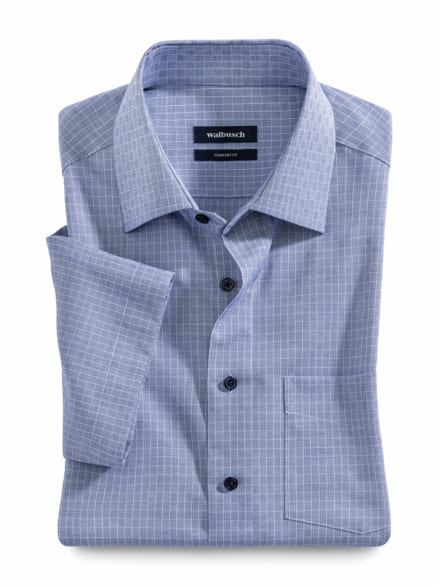 Extraglatt-Hemd Kent-Kragen Gitterkaro Navy