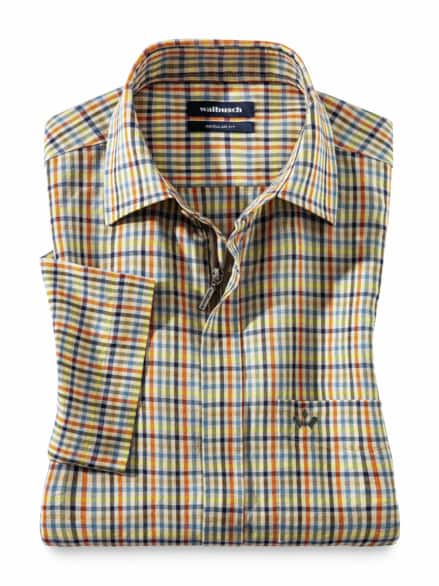 Leinen-Mix Hemd Zip & Go Vichy Natur