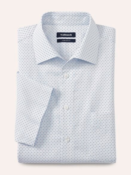 Extraglatt-Hemd Walbusch-Kragen Druck weiss