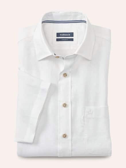 Pures Leinen Hemd Uni Weiß