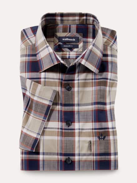 Tropical-Hemd Easycare Karo Natur