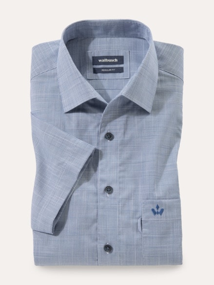 Tropical-Hemd Easycare Minikaro Blau