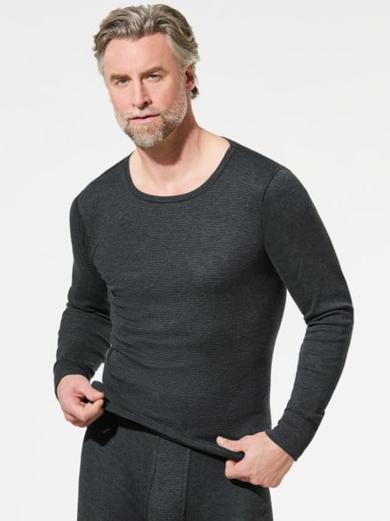 Thermo-Langarmshirt 2er-Pack Anthrazit Gestr