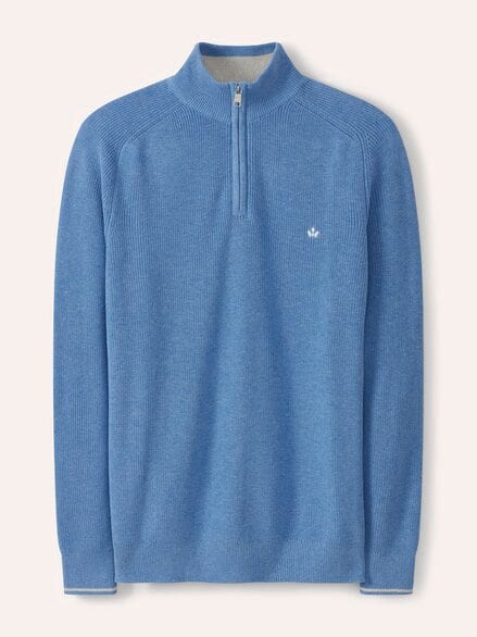 Gerippter Baumwoll-Troyer Hellblau