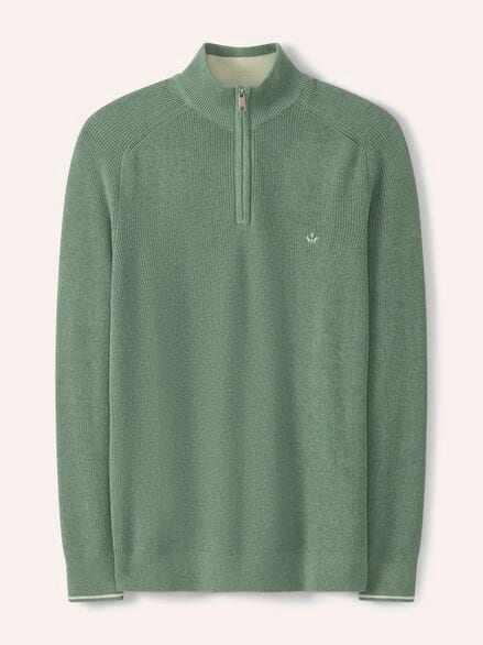 Gerippter Baumwoll-Troyer Pistazie