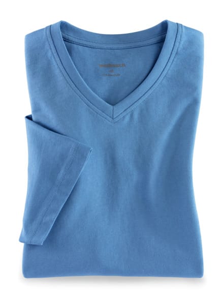 T-Shirt V-Ausschnitt Mittelblau