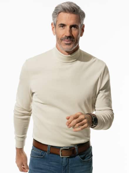 Rollkragen-Shirt Beige