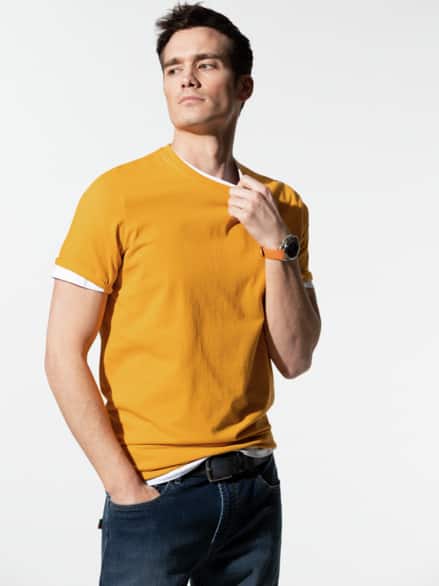 T-Shirt Rundhalsausschnitt Safran