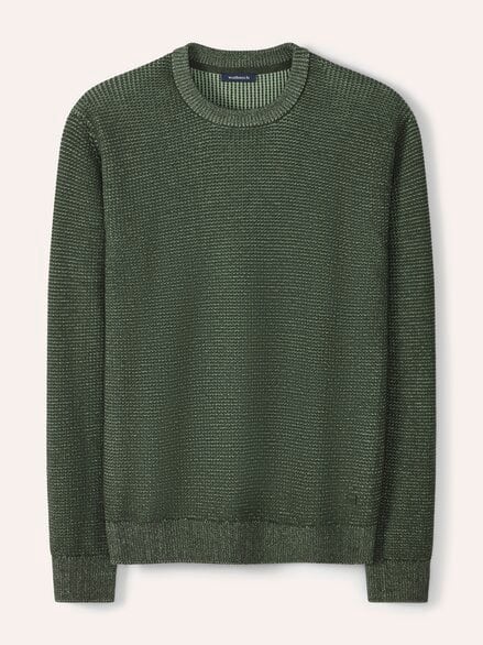 Strukturpullover Bicolor Khaki