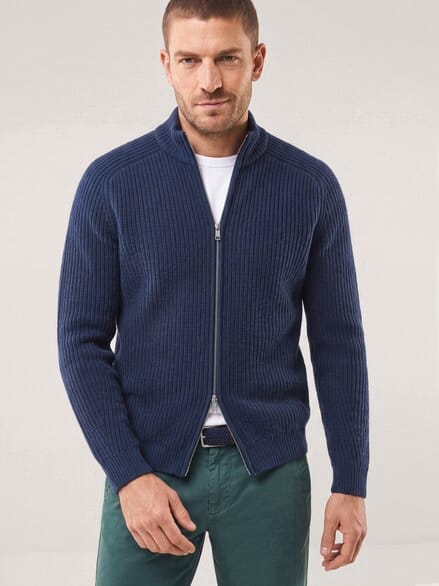 Grobstrick-Jacke mit Cashmere Marine
