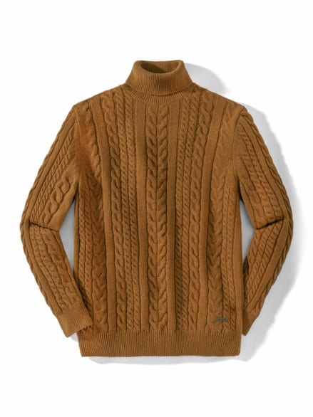 Aran-Zopfpullover Goldgelb Aran-Zopfpullover Goldgelb