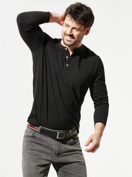 Henley-Shirt Schwarz
