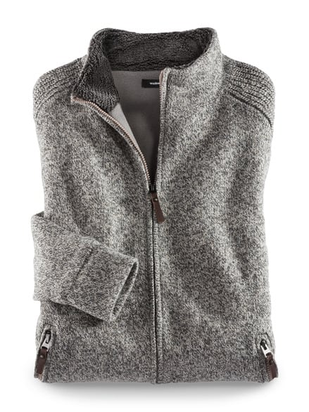 Zwei-Lagen-Strickjacke Winterwarm Natur