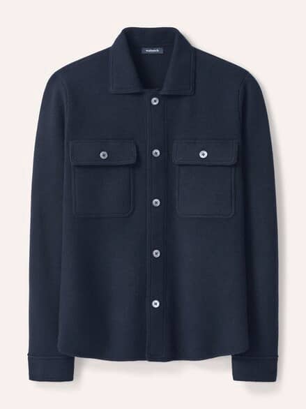 Hemdjacke aus Merinowolle Marine