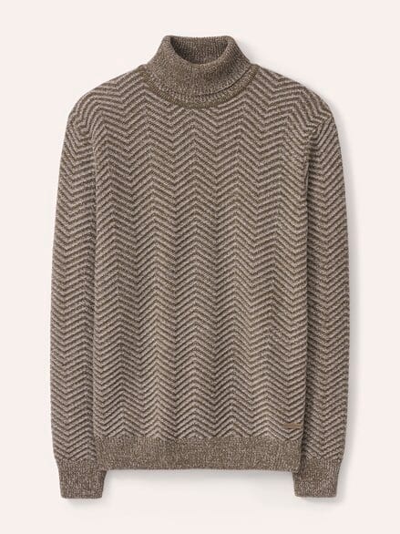 Rollkragenpullover mit Fischgratm. Sand