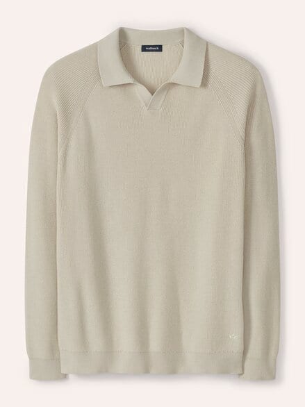 Gerippter Polopullover Natur Gerippter Polopullover Natur